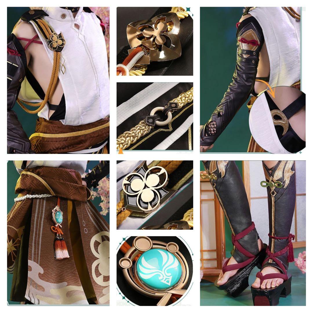 原神 鹿野院平蔵 コスプレ 三分妄想 ウィッグ、下駄付き、⚠️一部