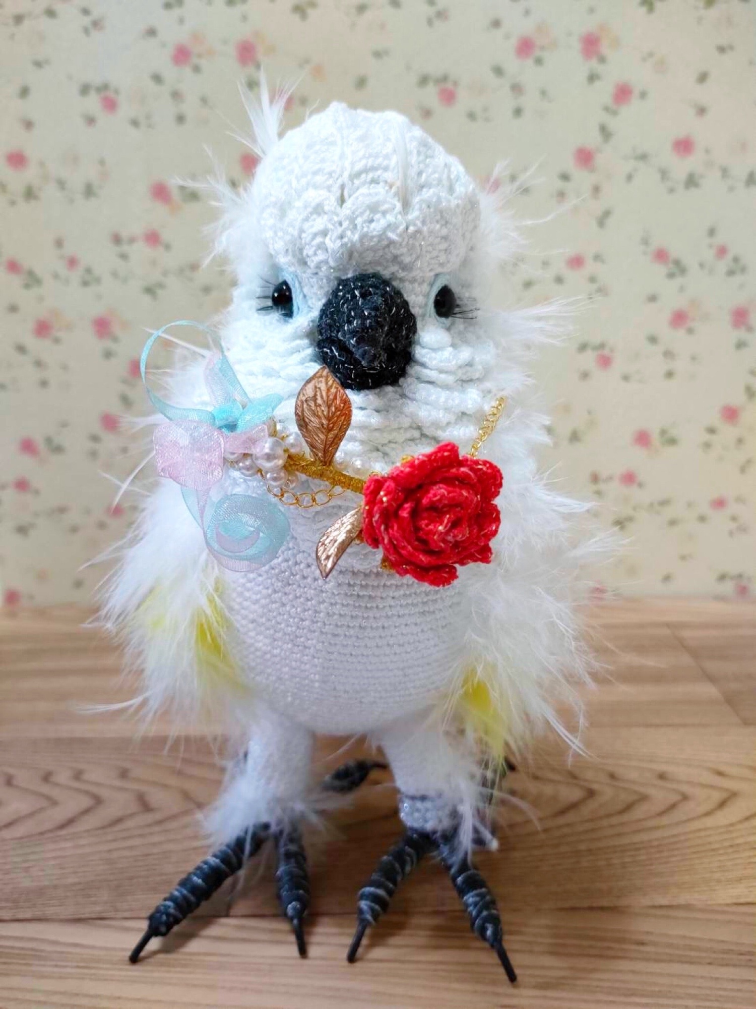 タイハクオウム 羽コトリ オウム あみぐるみ 編みぐるみ ぬいぐるみ